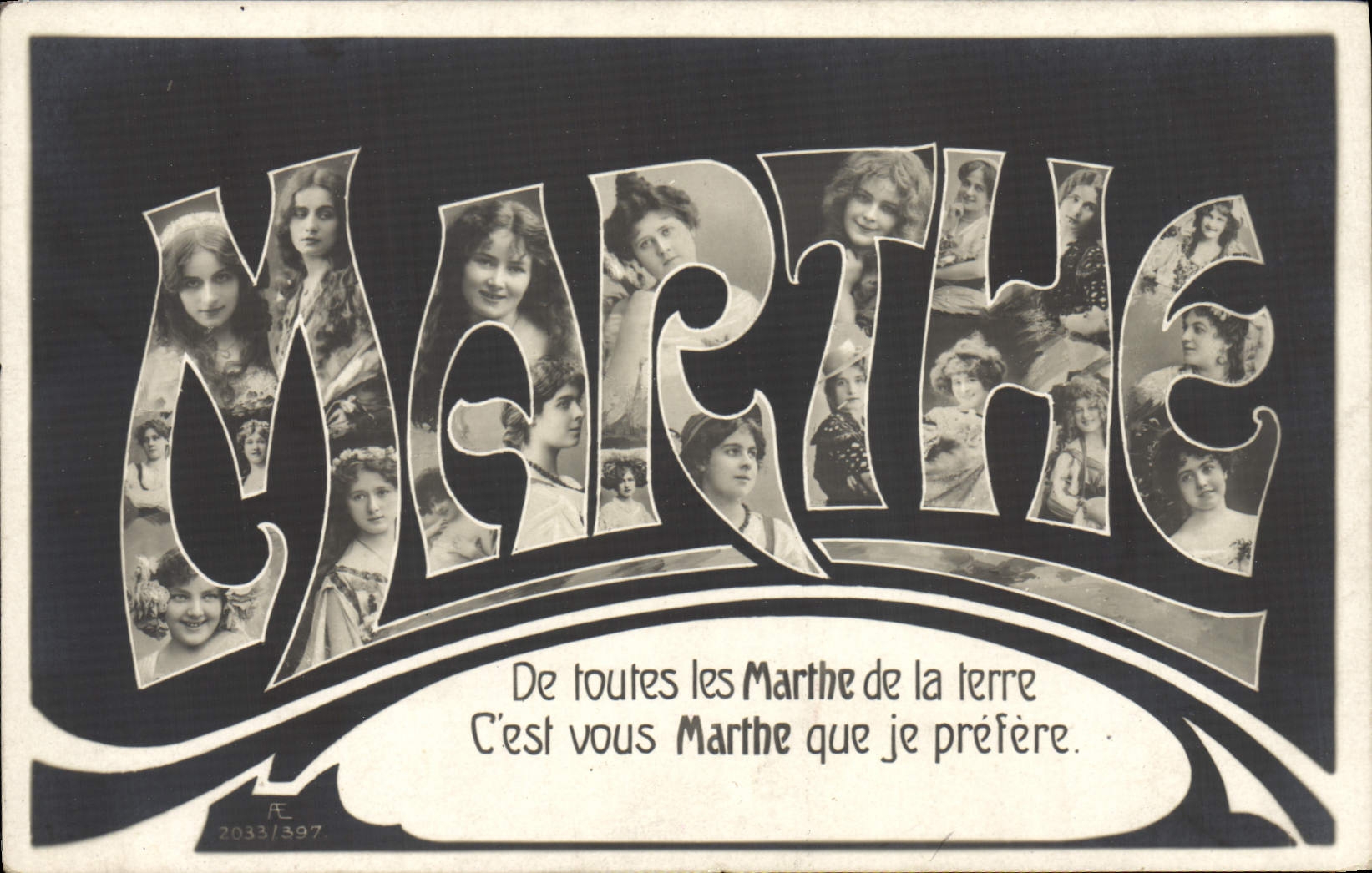 VINTAGE POSTCARD Fantasy Marthe First name