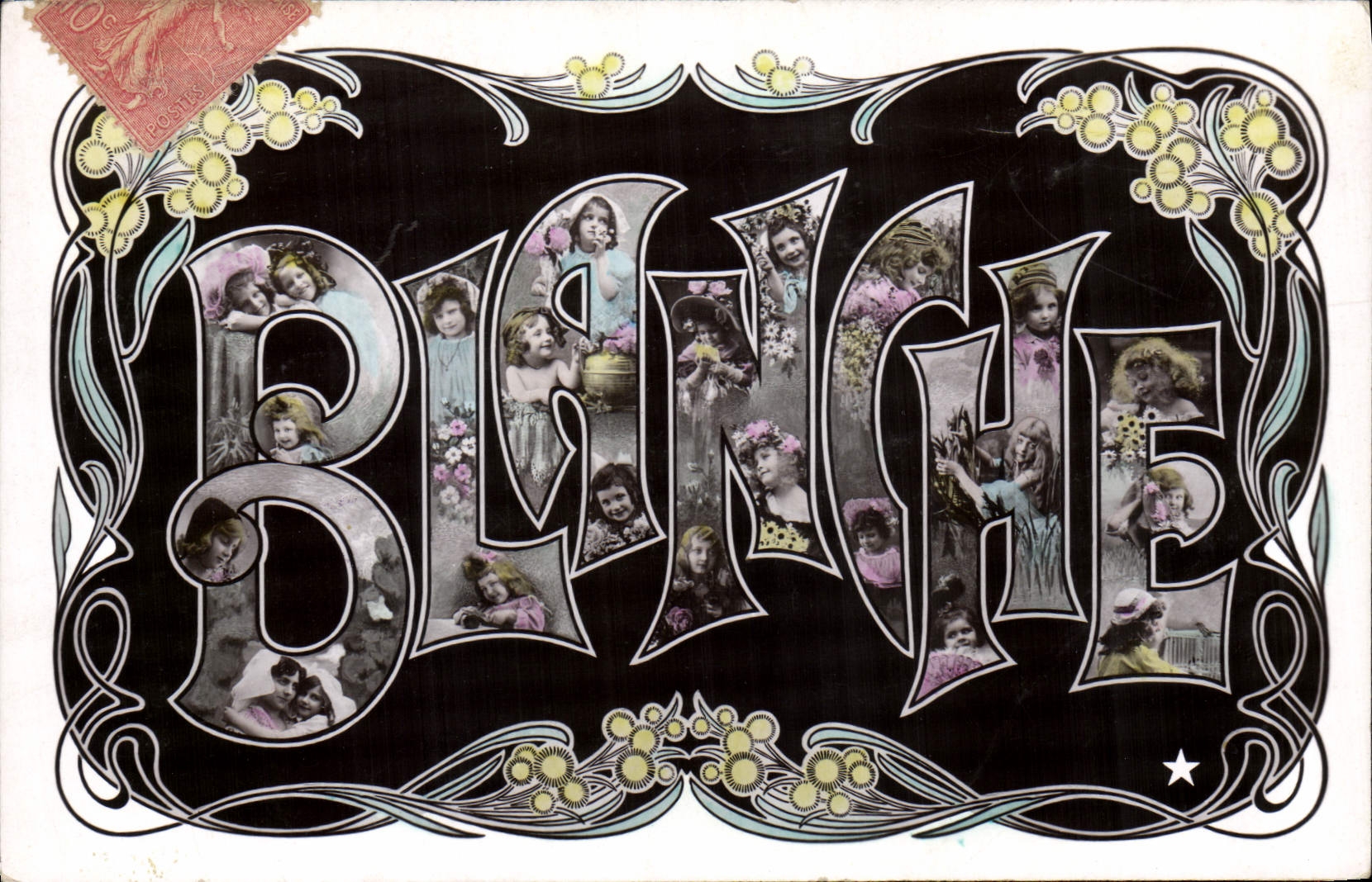 VINTAGE POSTCARD White Fantasy First name