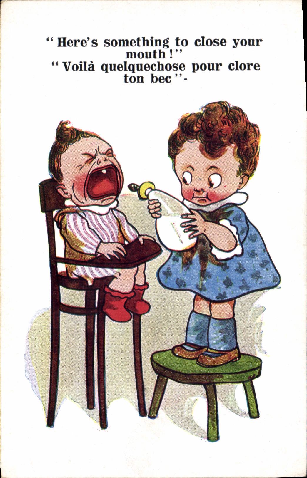 VINTAGE POSTCARD Fantasy Child Baby Milk