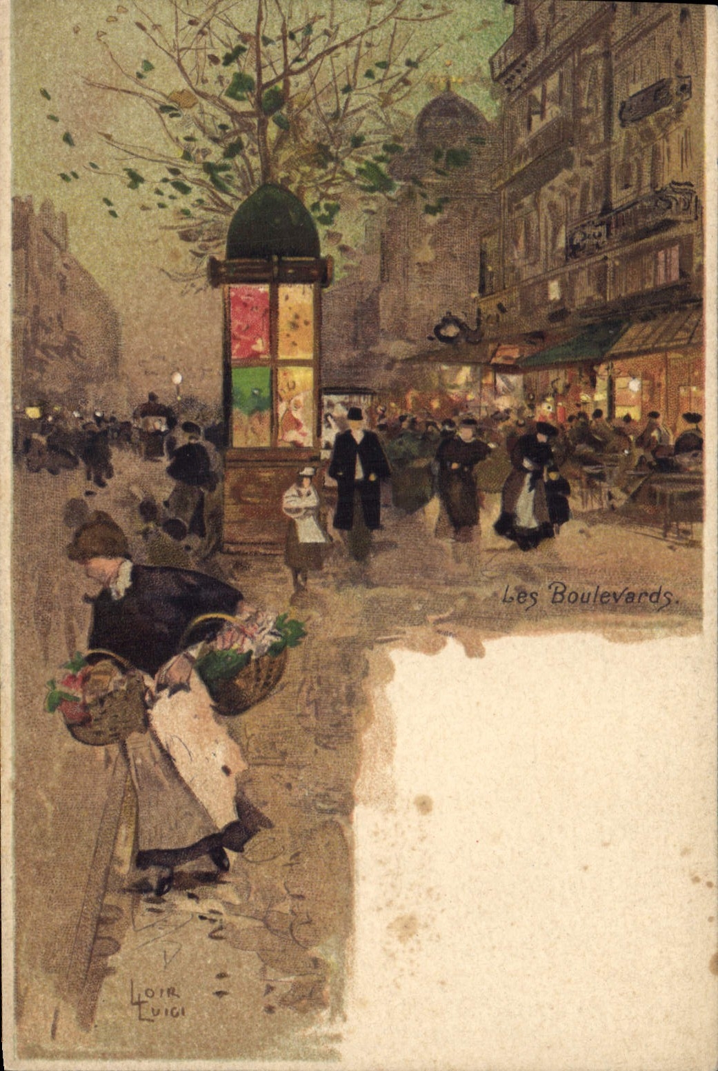 VINTAGE POSTCARD Fantasy Illustrator Luir Luigi Paris boulevards