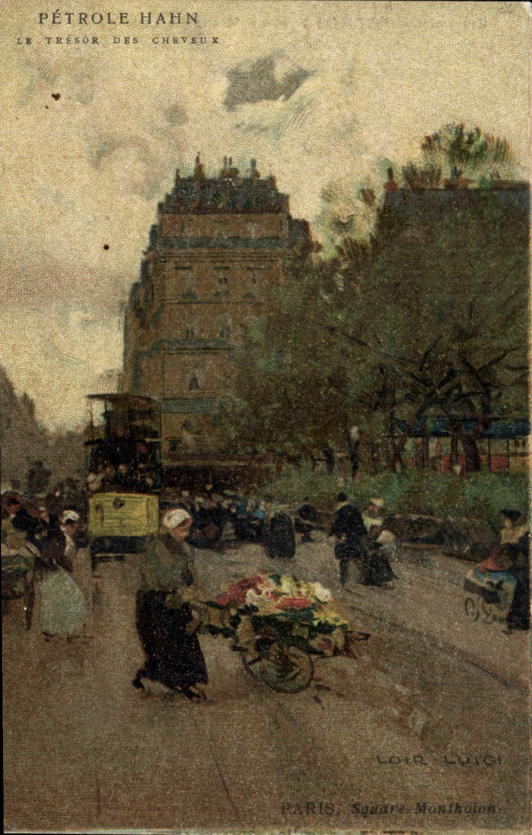 VINTAGE POSTCARD Fantasy Illustrator Luir Luigi Paris Montholon Public garden