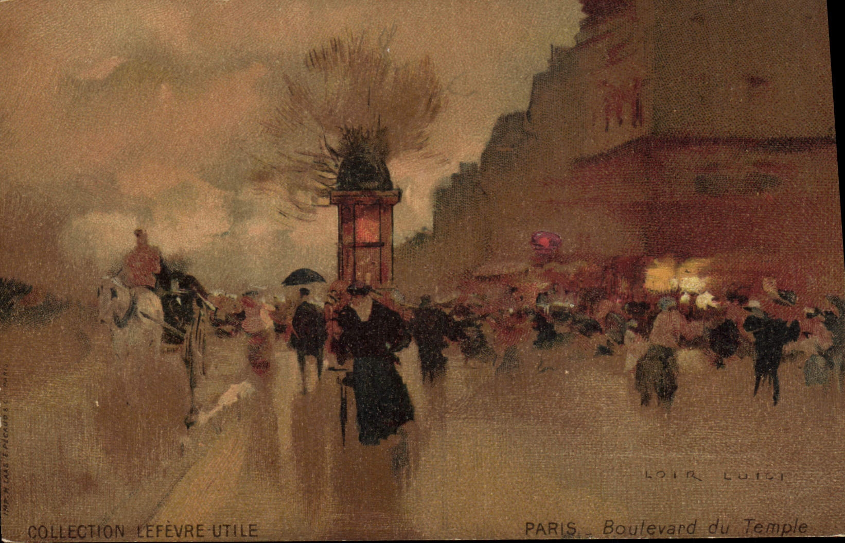 VINTAGE POSTCARD Fantasy Illustrator Luir Luigi Paris Boulevard of the Temple