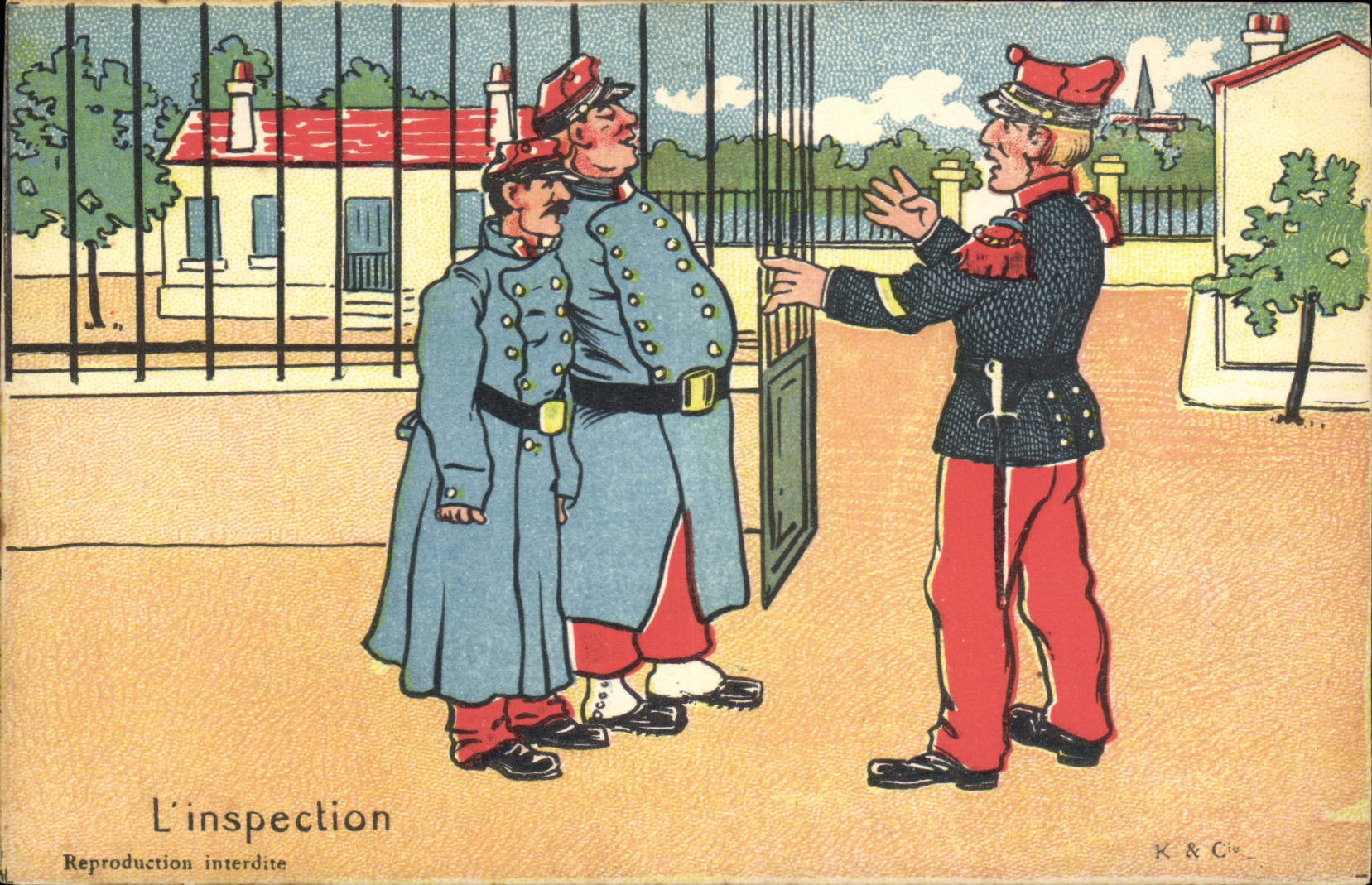 CPA Fantaisie Militaria L'inspection