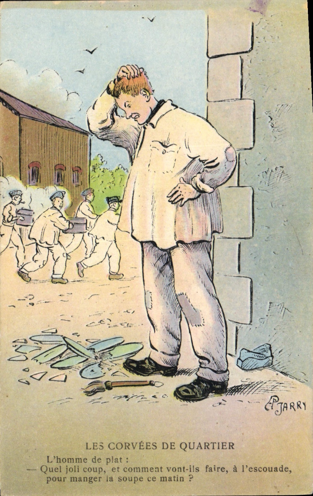 CPA Fantaisie Militaria Les corvees du quartier Jarry