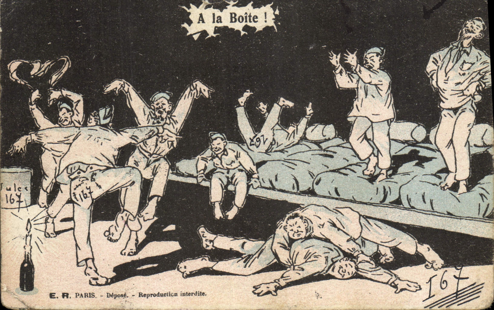 VINTAGE POSTCARD Fantaisie Militaria With limps