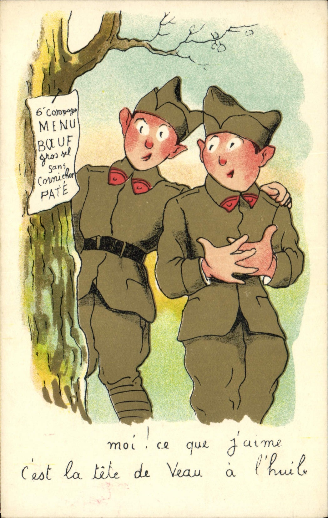 VINTAGE POSTCARD Fantasy Militaria Calf