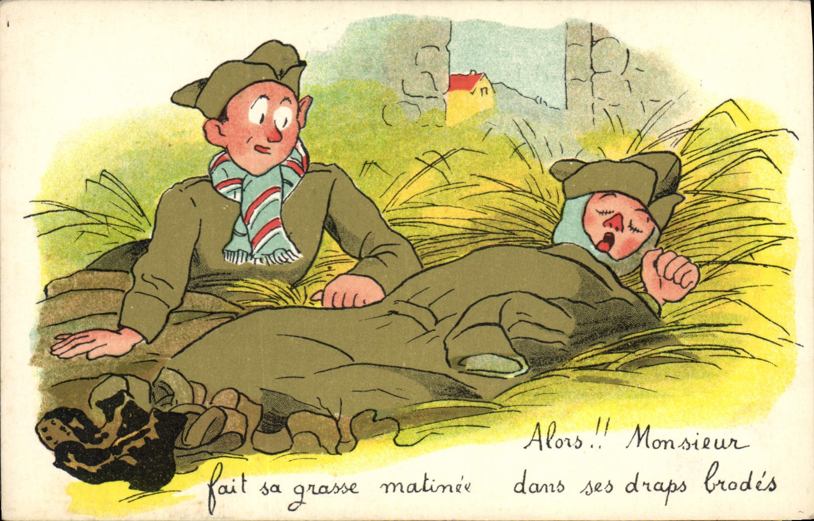 CPA Fantaisie Militaria Grasse matinee