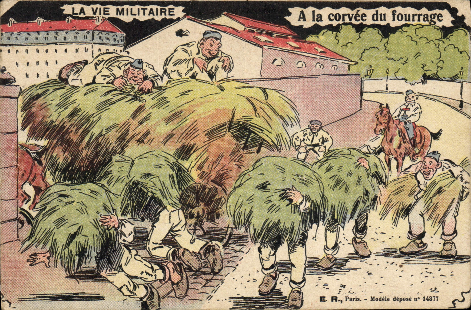 CPA Fantaisie Militaria A la corvee du fourrage 