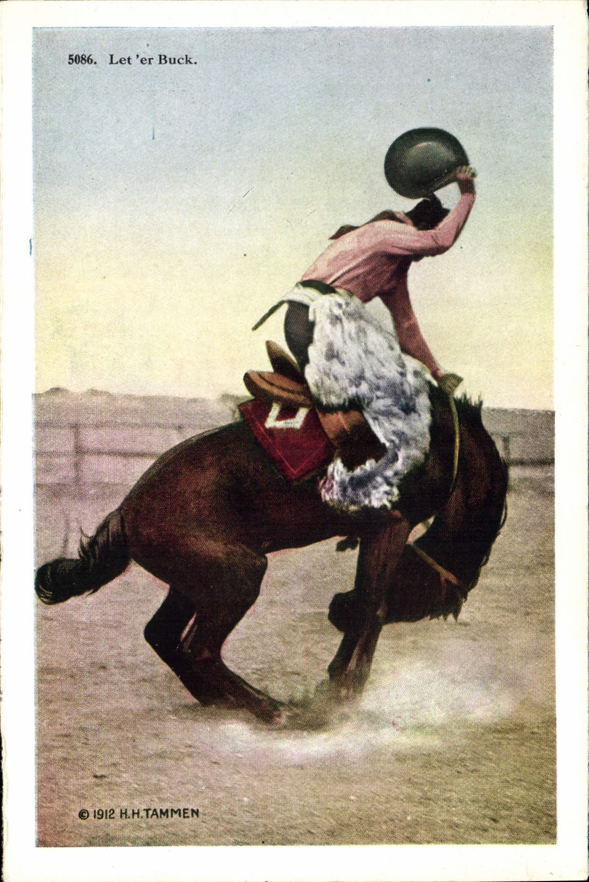 Rodeo del oeste lejano de los indios del muchacho del criado de la vaca de la POSTAL de la VENDIMIA