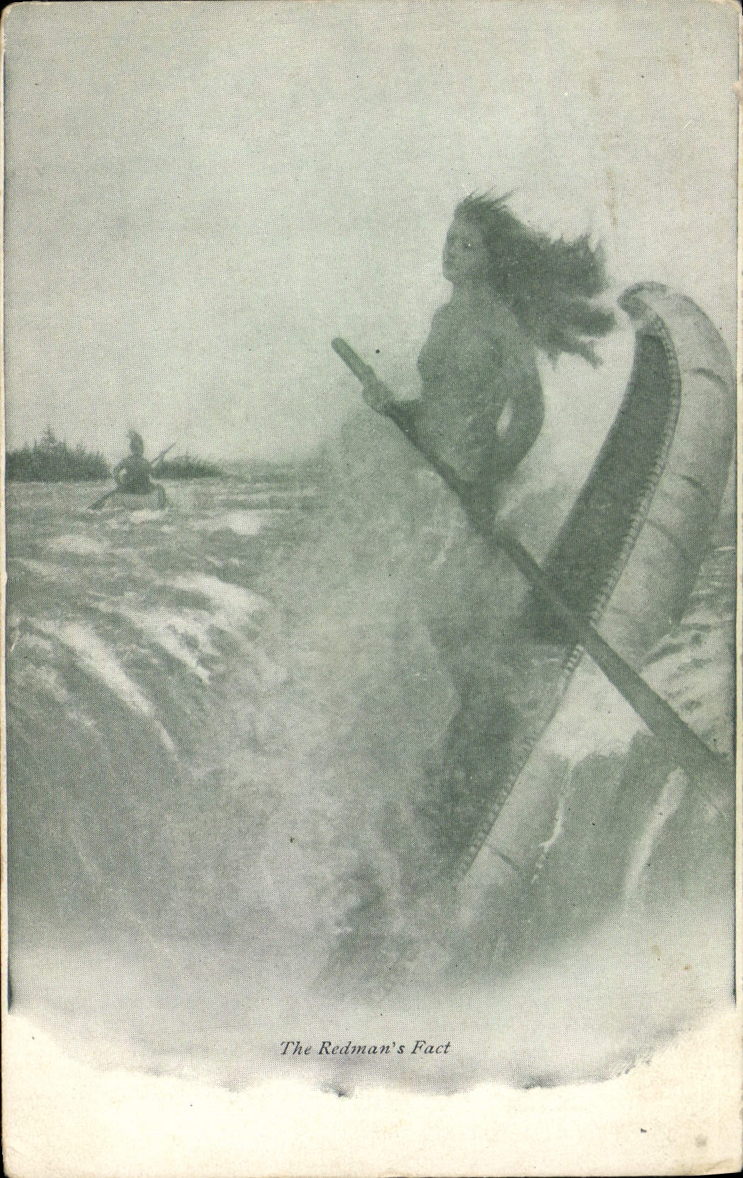 Indios del oeste lejanos del muchacho del criado de la vaca de la POSTAL de la VENDIMIA la canoa del hecho de Redman S