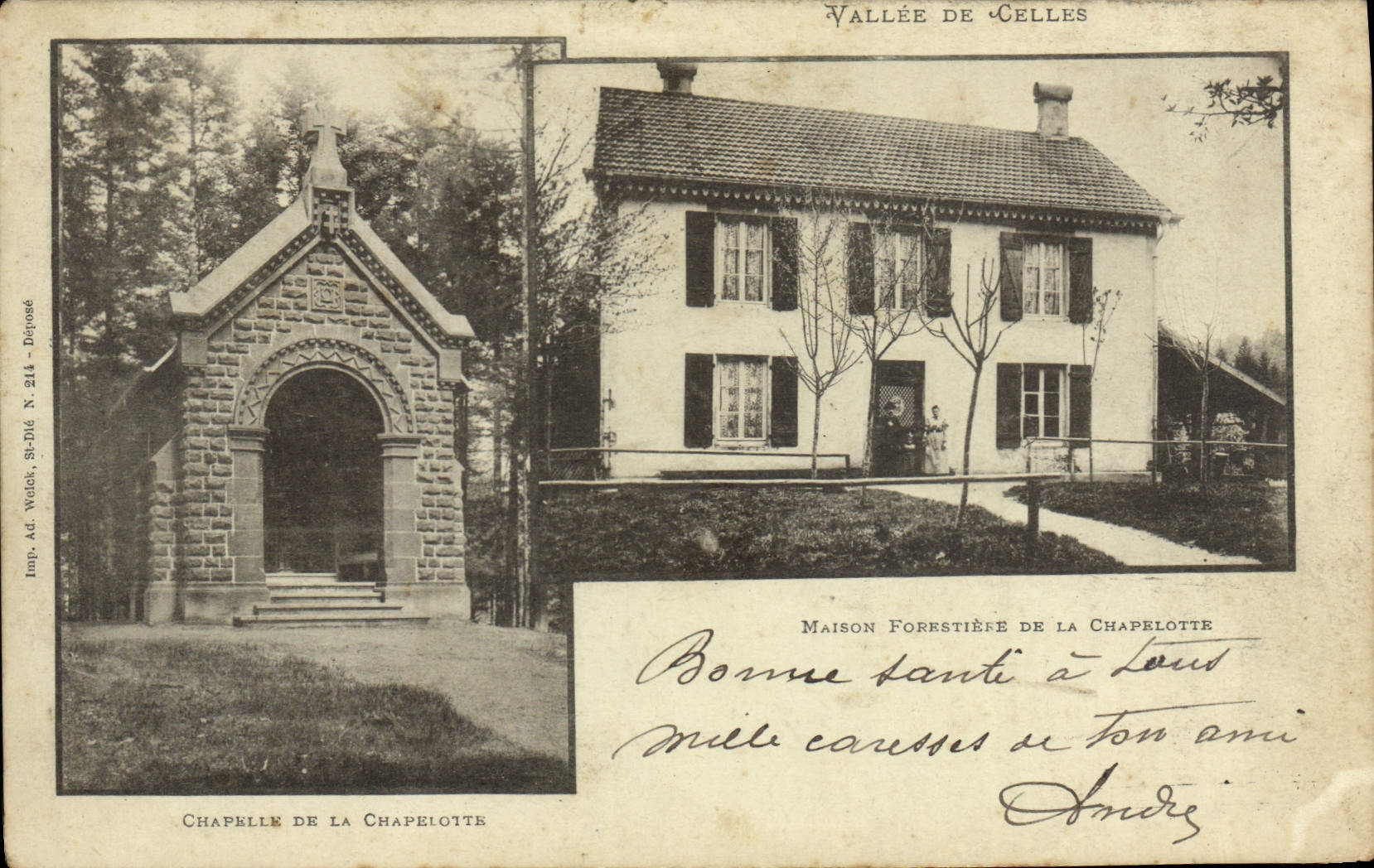 VINTAGE POSTCARD Drill Valley of Those House forestiere of Chapelotte