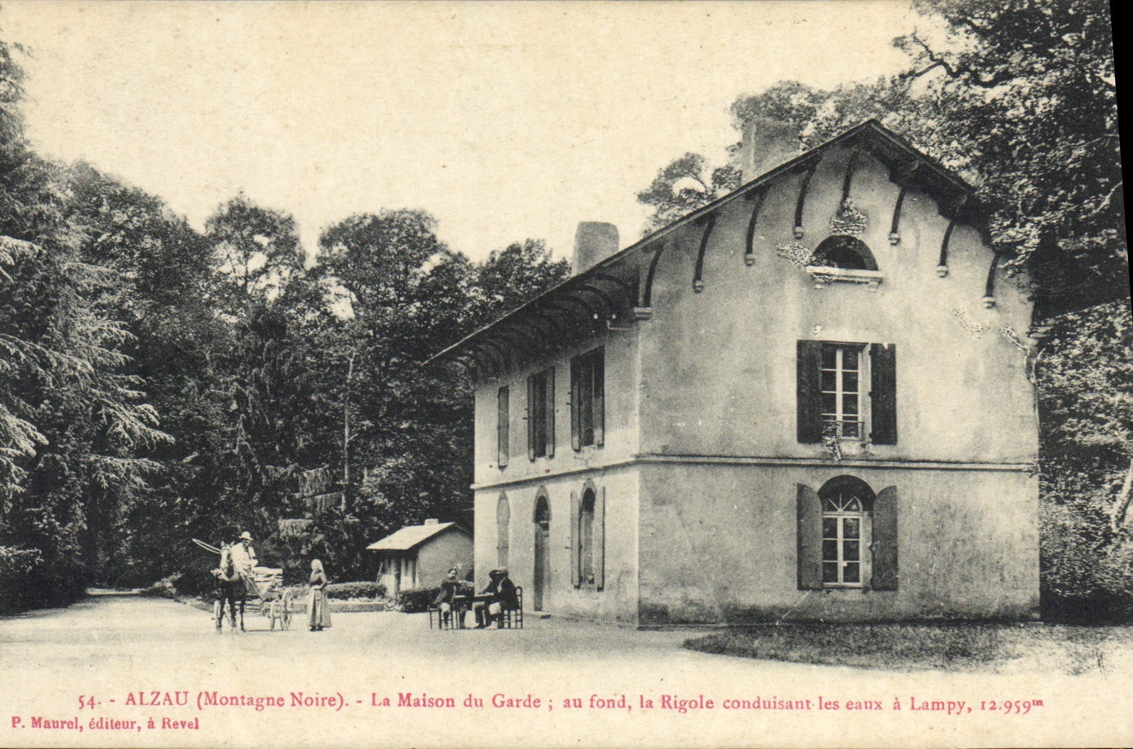 VINTAGE POSTCARD Foret Alzau the house of the guard the Drain leading water has Lampy