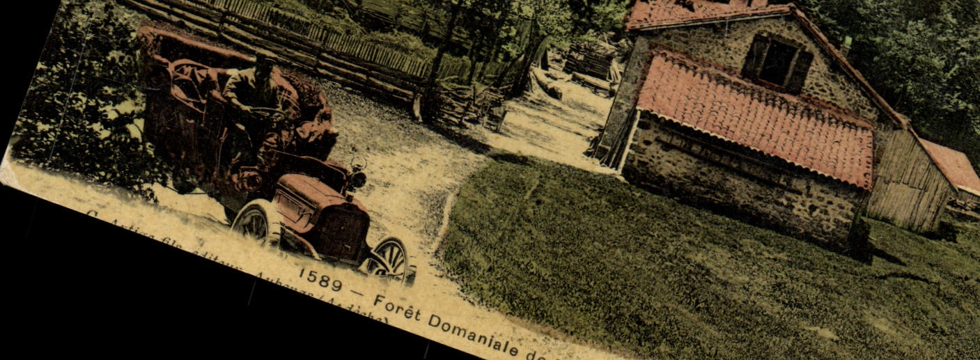 VINTAGE POSTCARD Drill domanial of Automobile Mazan House forestiere