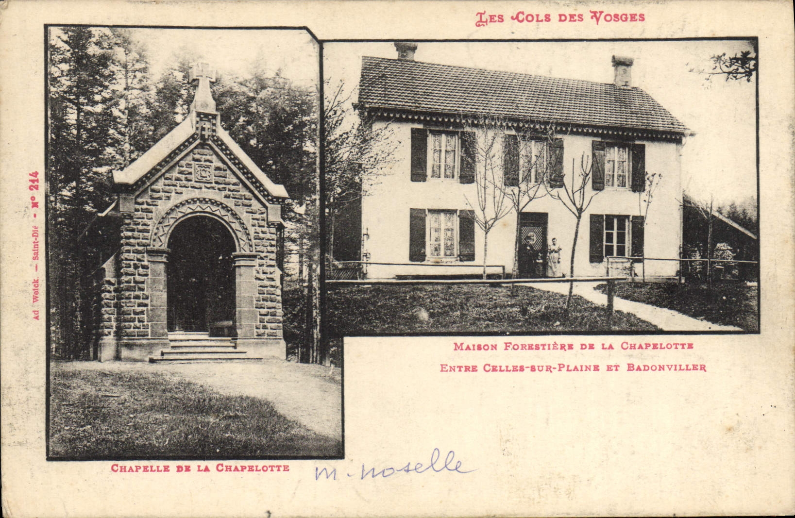 VINTAGE POSTCARD Drill Collars of the Vosges House forestiere of Chapelotte between Those on Plain and Badonviller
