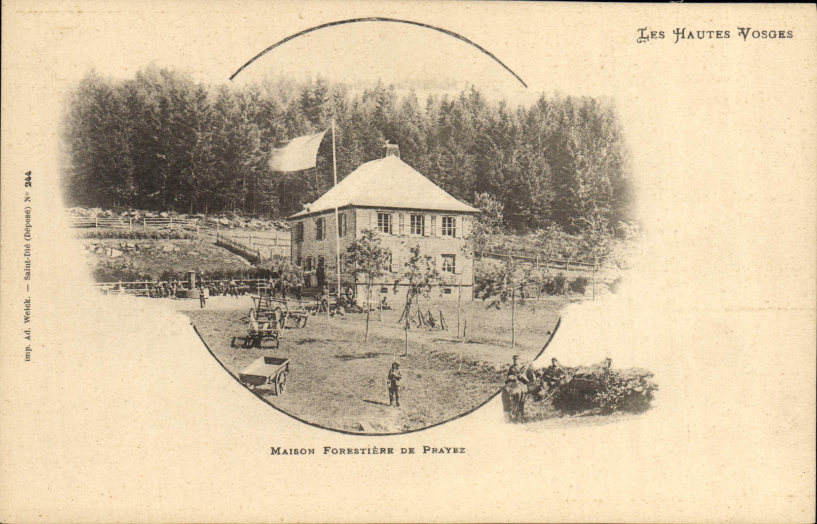VINTAGE POSTCARD Drill the High Vosges House forestiere of Prayez