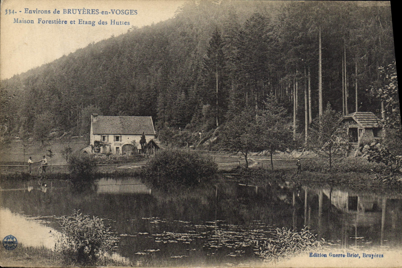 VINTAGE POSTCARD Drill Surroundings of Heathers in the Vosges House forestiere and pond of the huts