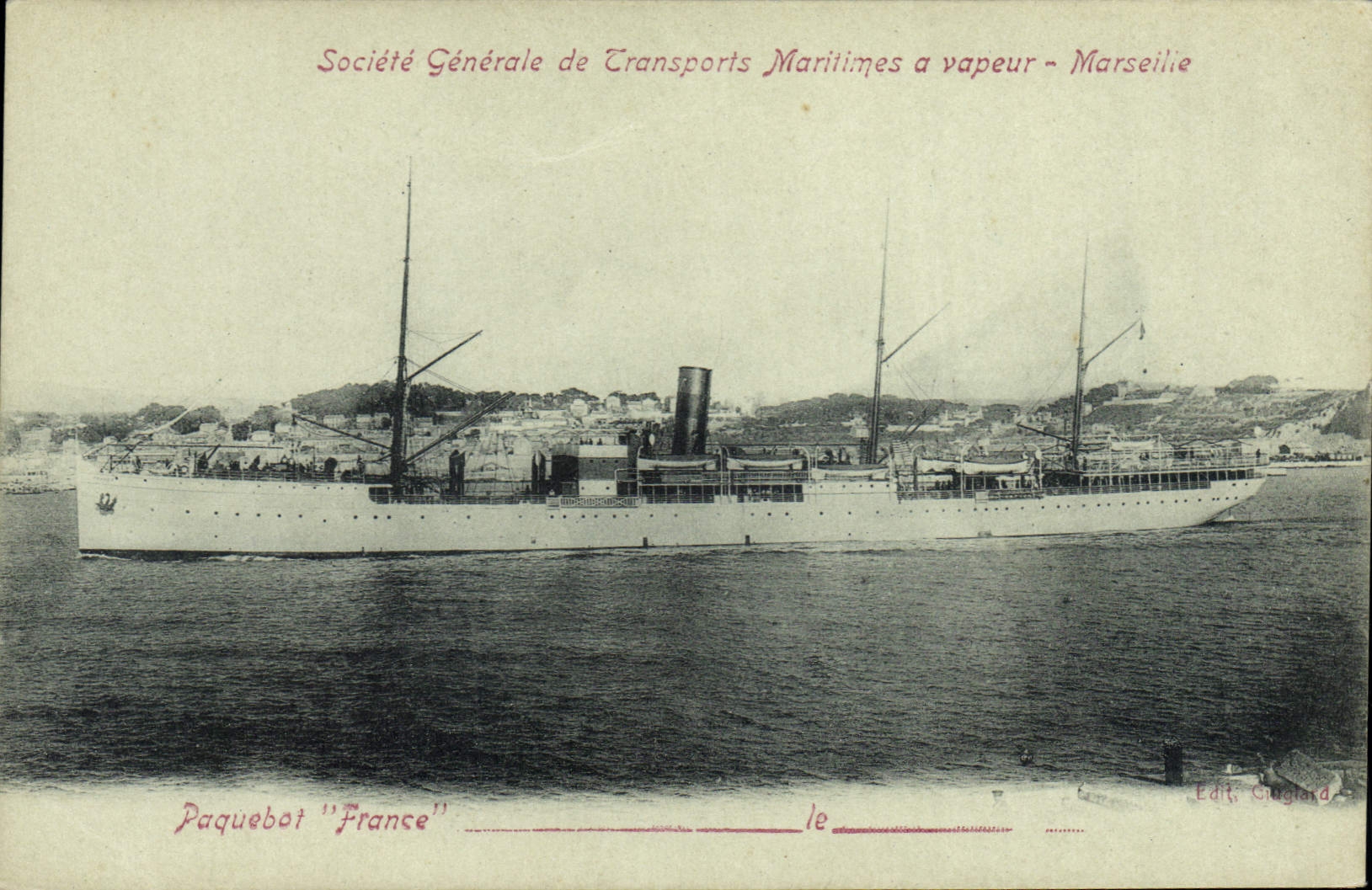VINTAGE POSTCARD Boat Steamer Marseilles France