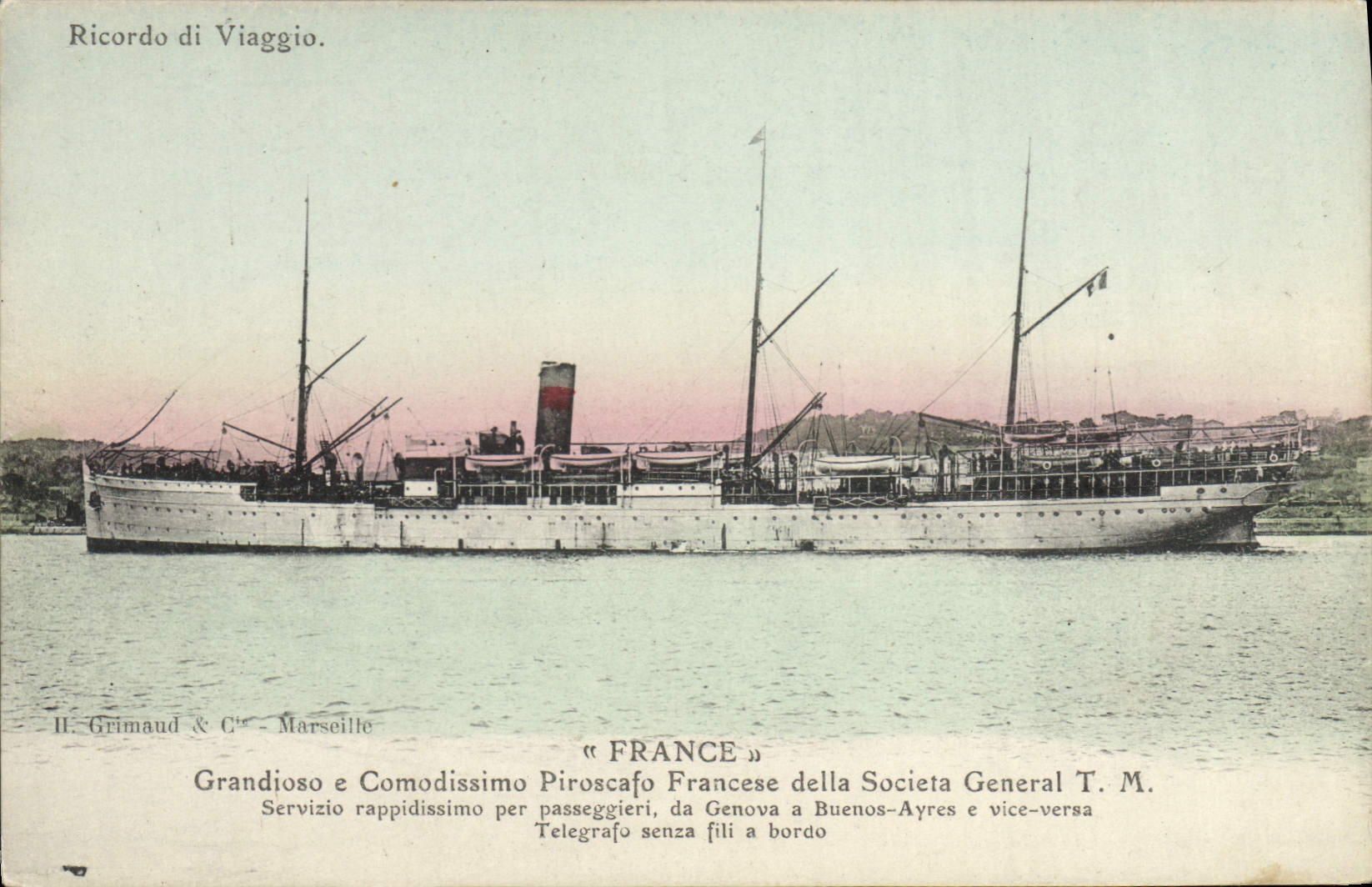VINTAGE POSTCARD Bateau Genova France has Buenos Ayres