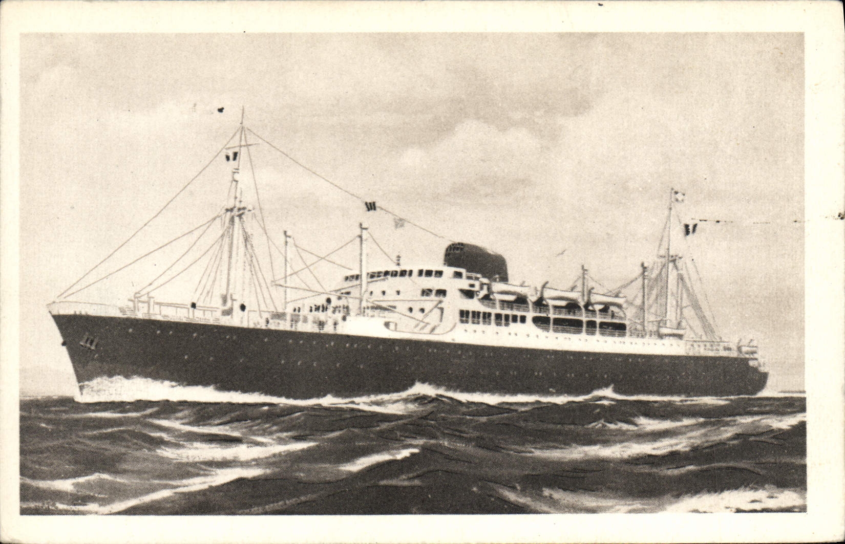 VINTAGE POSTCARD Boat mixed Steamers Ferdinand de Lesseps Pierre Parcelled out Bourdonnais Jean Laborde