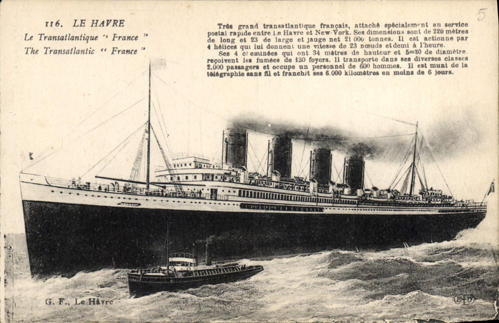 CPA Bateau Paquebot France Transatlantique Le Havre 