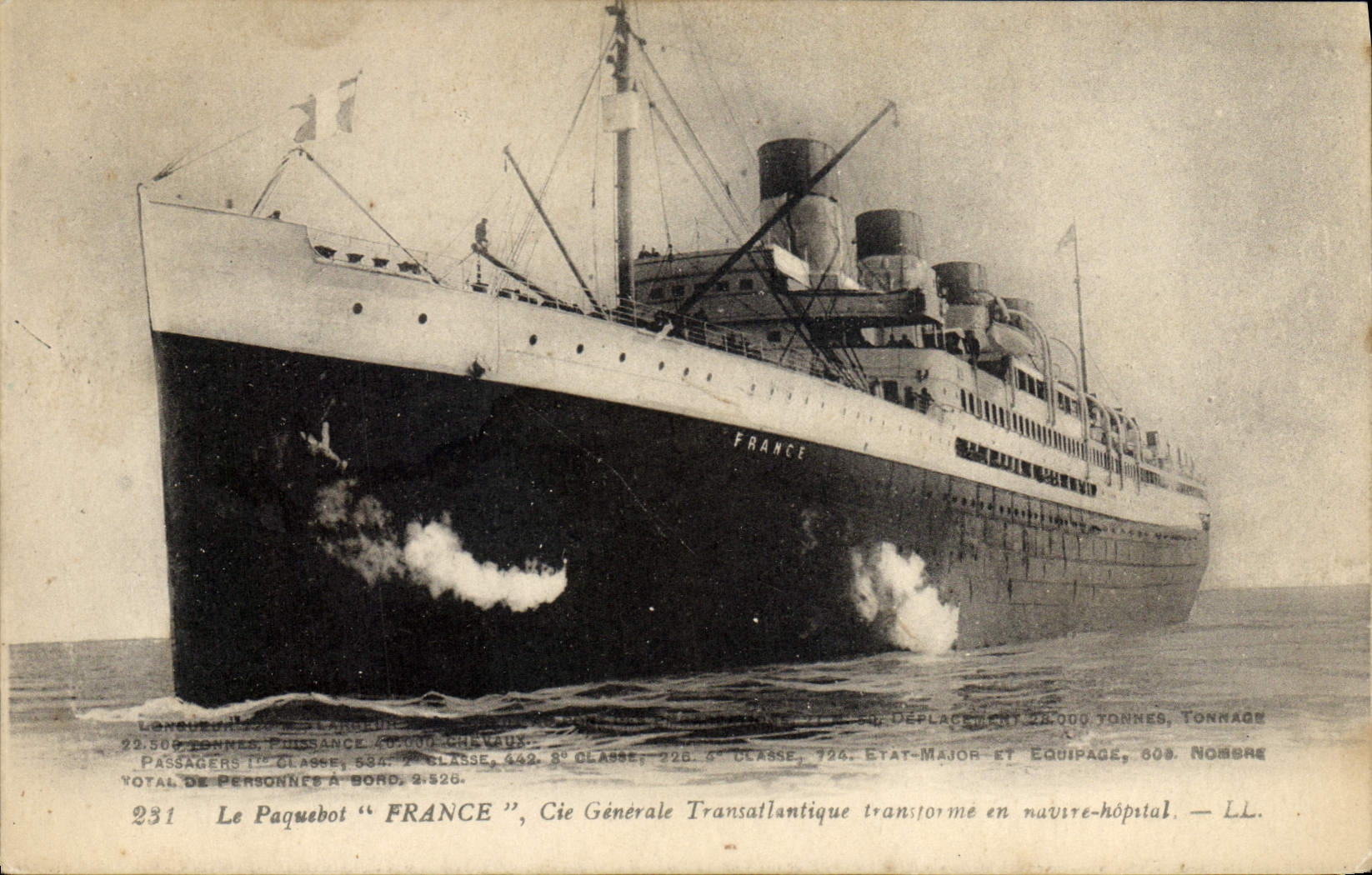 CPA Bateau Paquebot France Transatlantique Le Havre Navire Hopital
