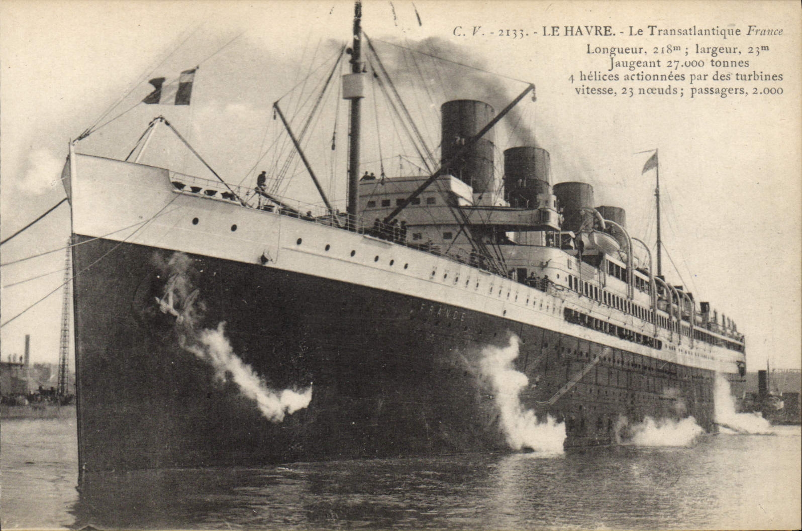 CPA Bateau Paquebot France Transatlantique Le Havre 