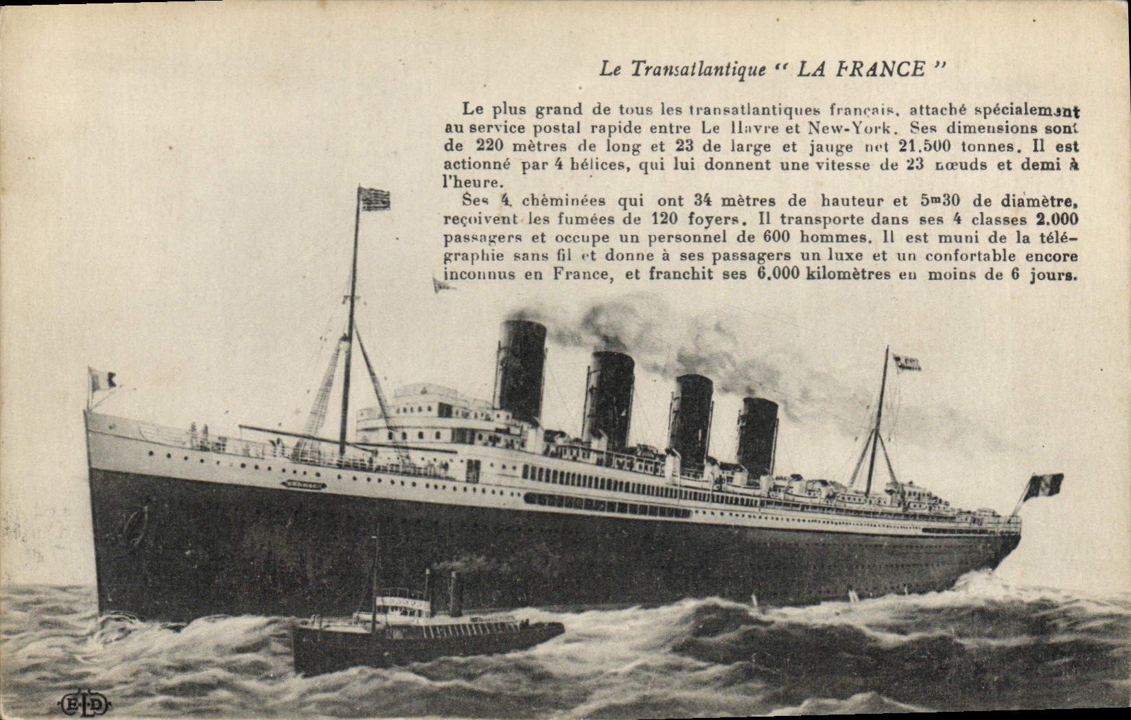 CPA Bateau Paquebot France Transatlantique Le Havre 