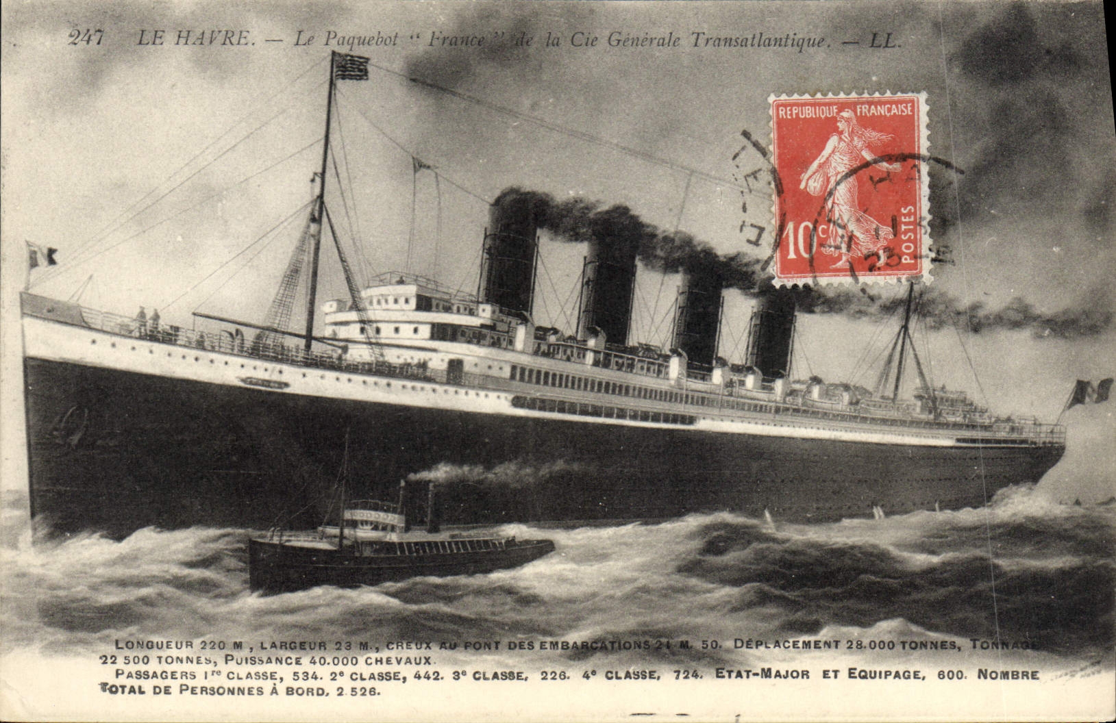 CPA Bateau Paquebot France Transatlantique Le Havre 