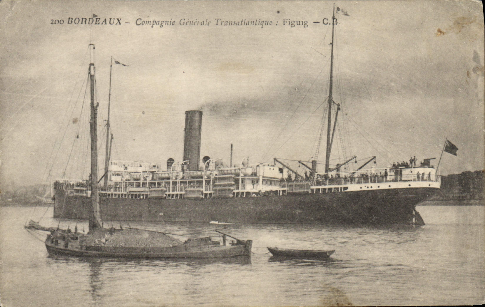 VINTAGE POSTCARD Boat Steamer Bordeaux General Company Transatlantic Figuig
