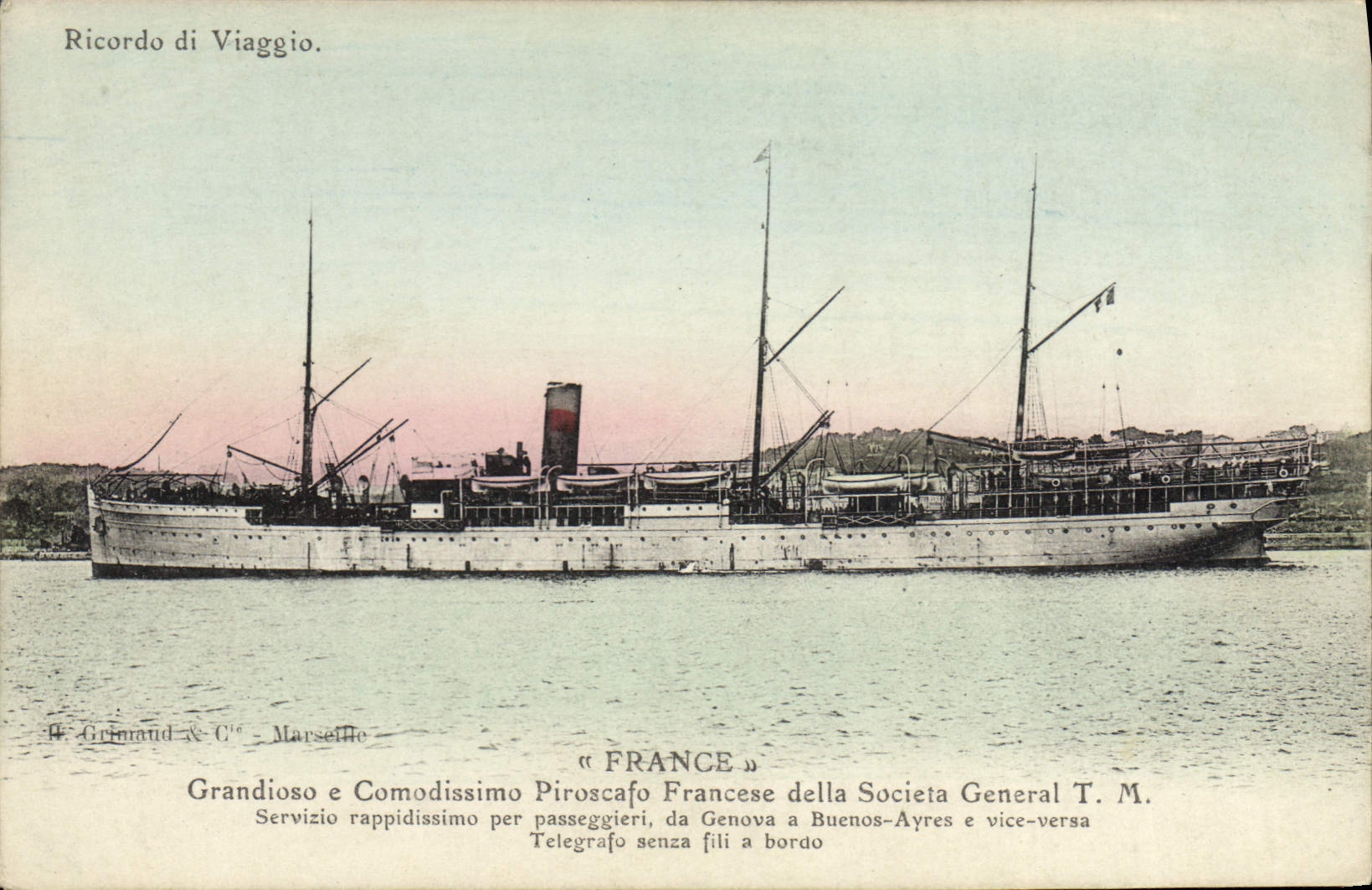 CPA Bateau Paquebot France Genova Buenos-Ayres