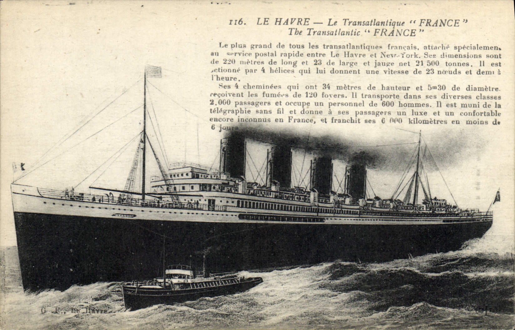 CPA Bateau Paquebot Le Havre Transatlantique 