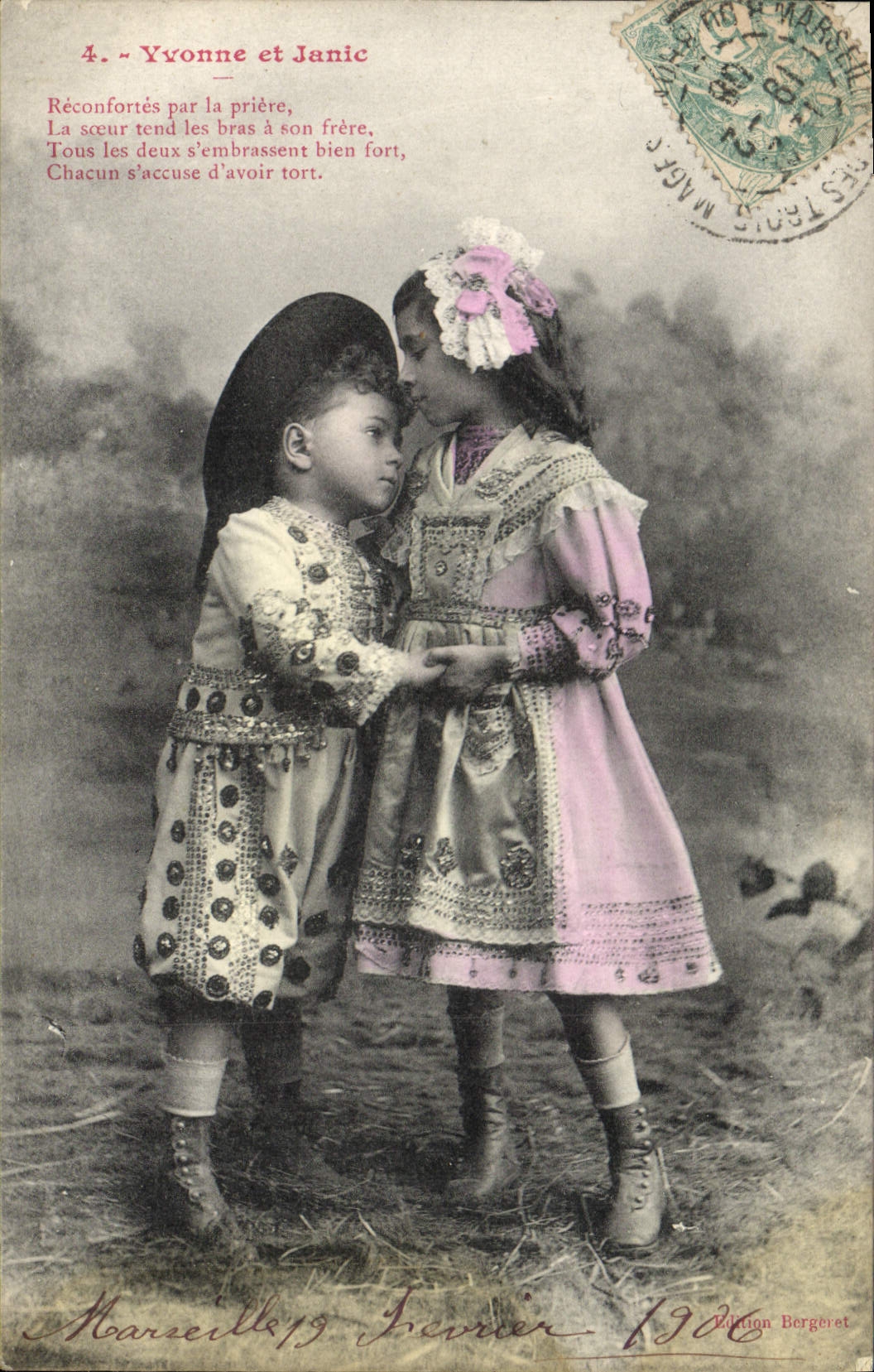 CPA Fantaisie Enfants Yvonne et Janic 