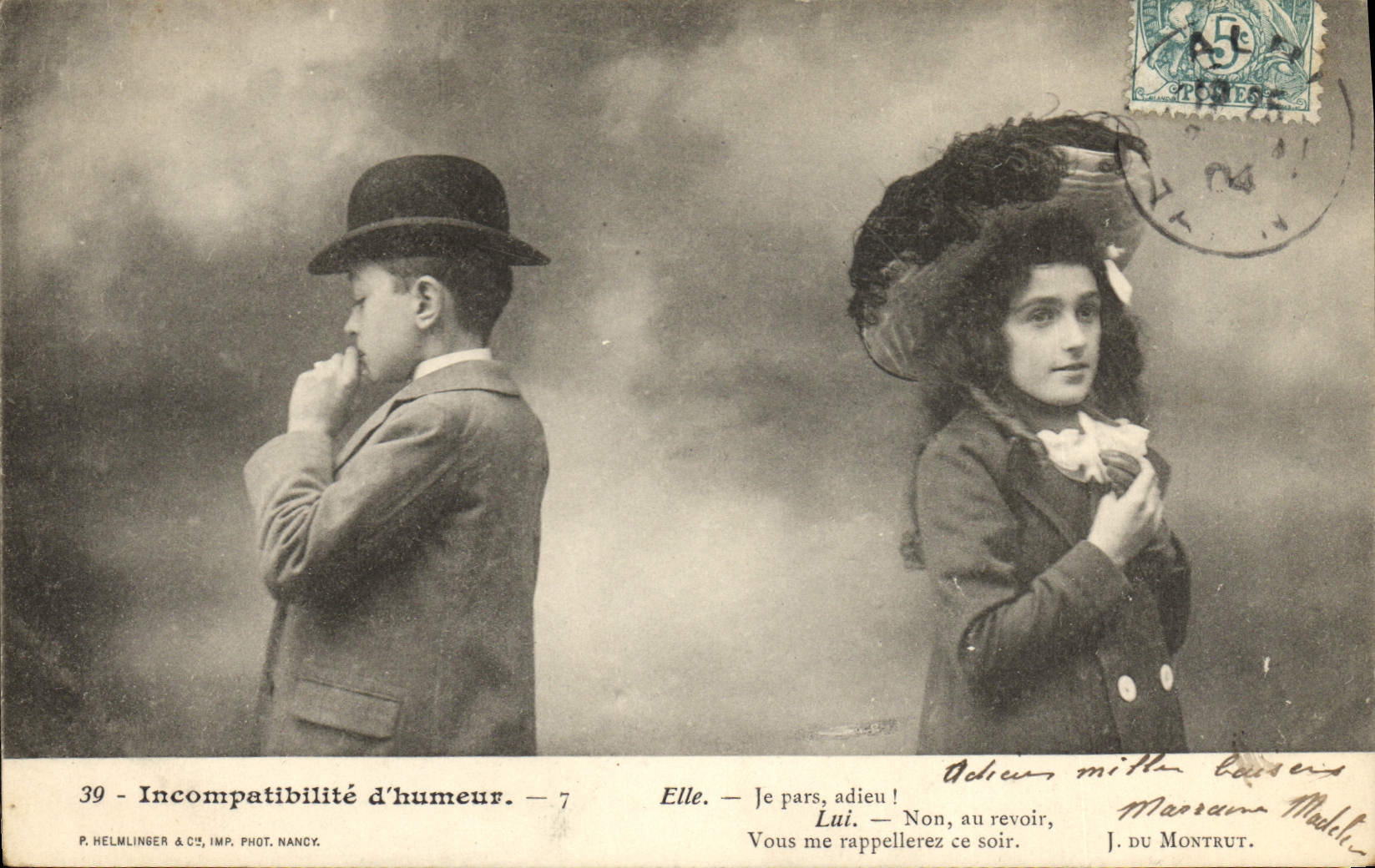 VINTAGE POSTCARD Fantasy Incompatabilite Children of mood