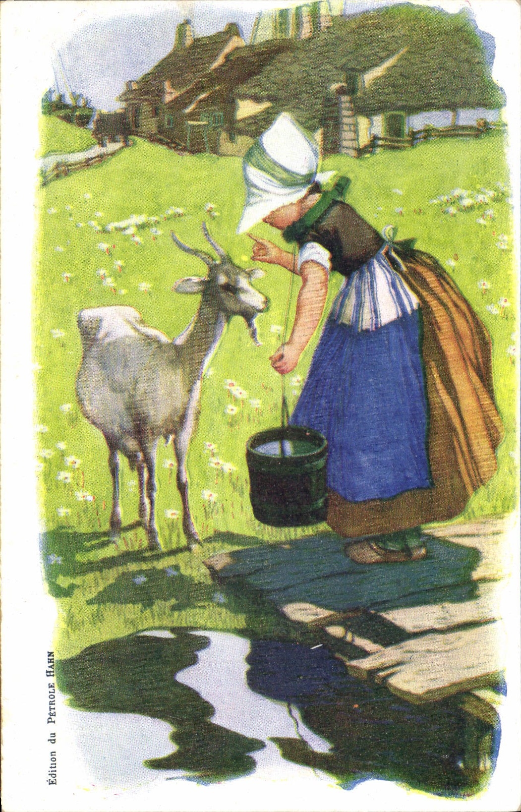 VINTAGE POSTCARD Goat Edition Hahn Oil