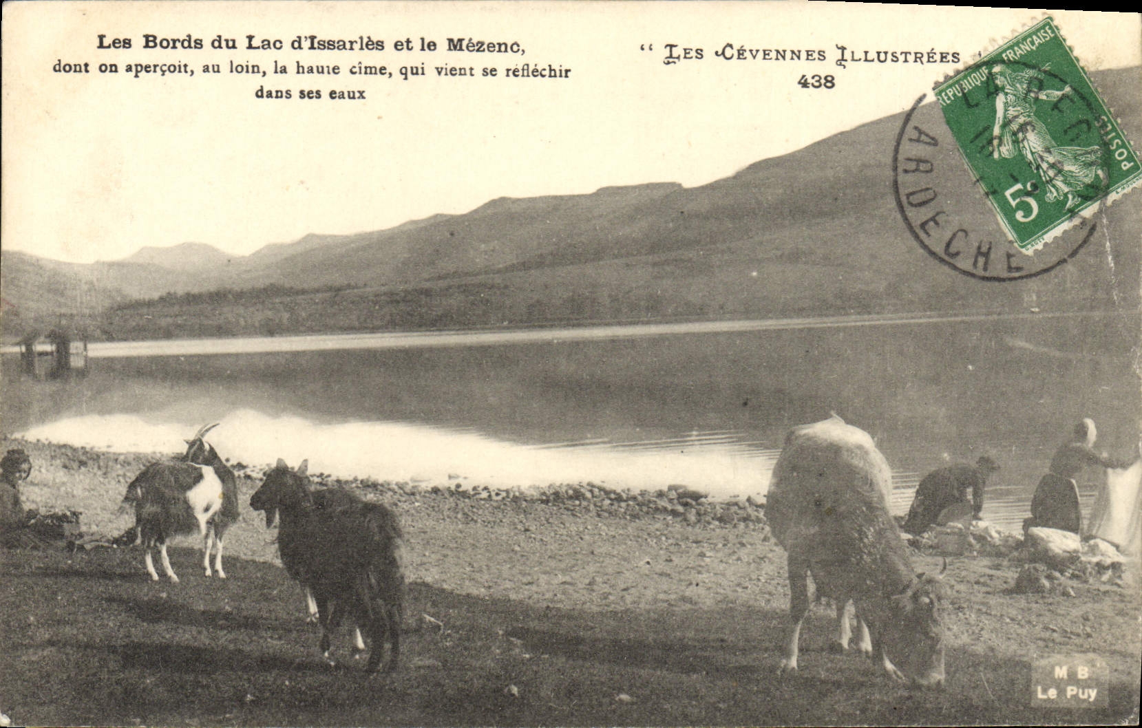 VINTAGE POSTCARD Goat edges of the Lake Issarles and Mezenc the Cevennes
