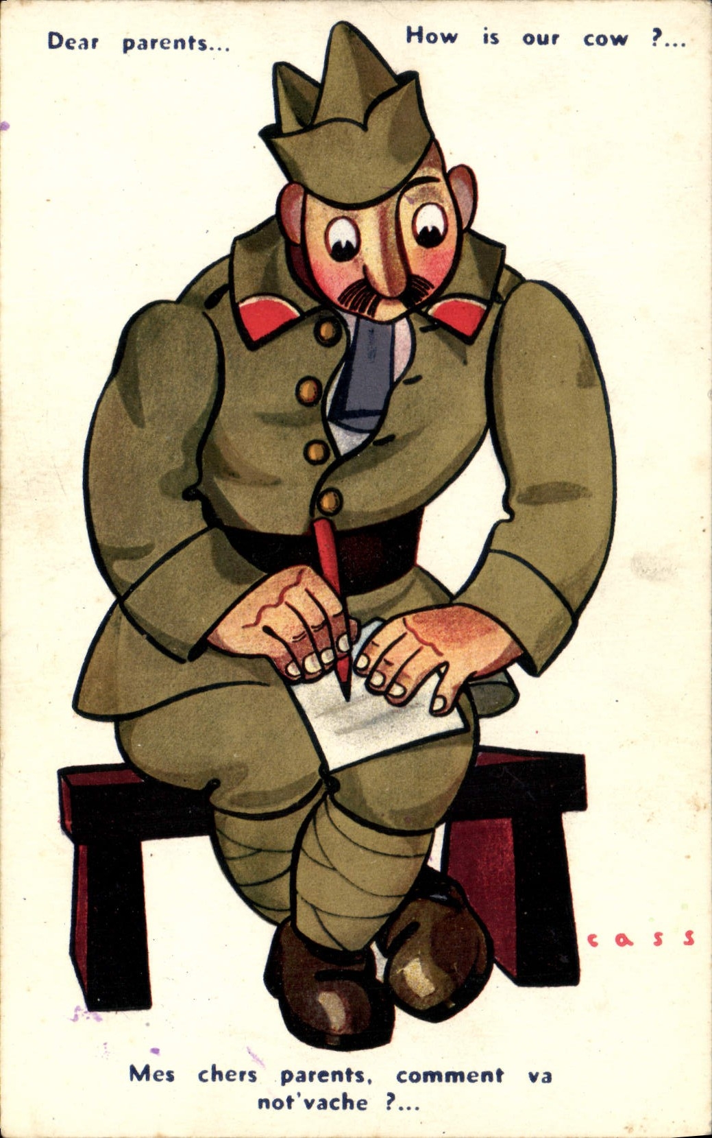 CPA Fantaisie Militaria Cass Mes chers parents