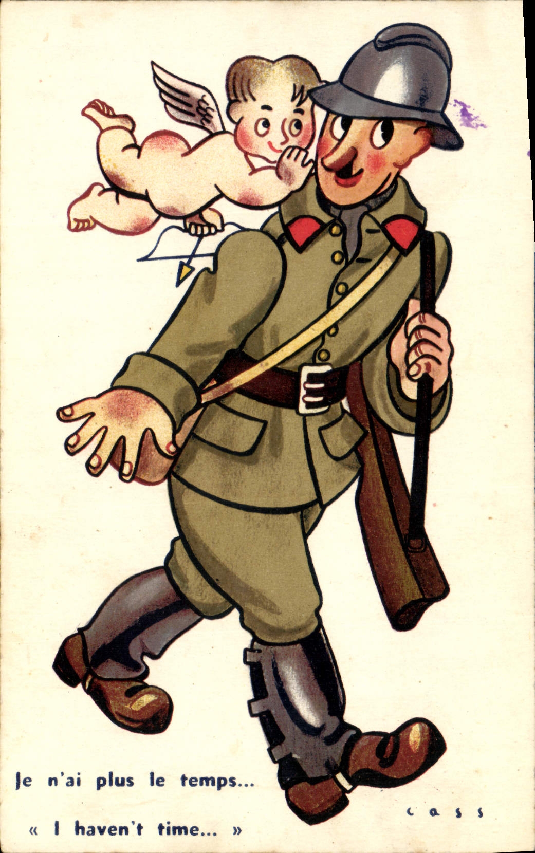 CPA Fantaisie Militaria Ange