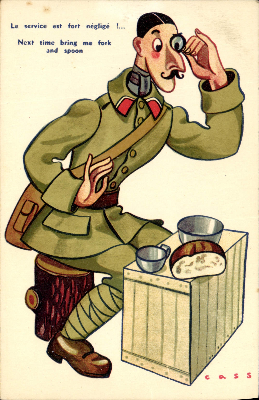 VINTAGE POSTCARD Fantaisie Militaria the service is strong neglects