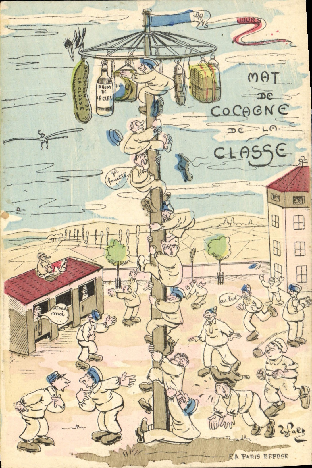 VINTAGE POSTCARD Fantasy cocagne Militaria Chechmate of the class