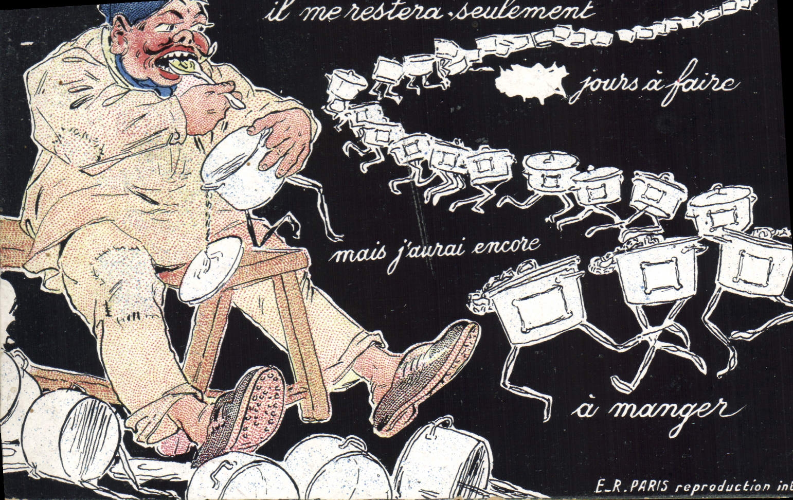 VINTAGE POSTCARD Militaria Fantasy To eat