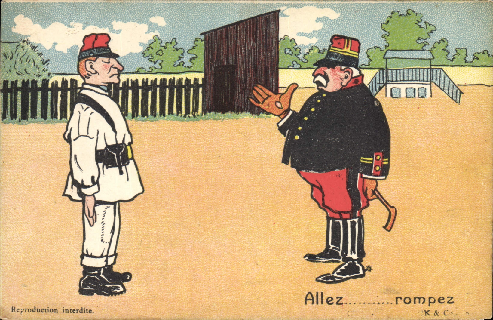 CPA Fantaisie Militaria Allez rompez