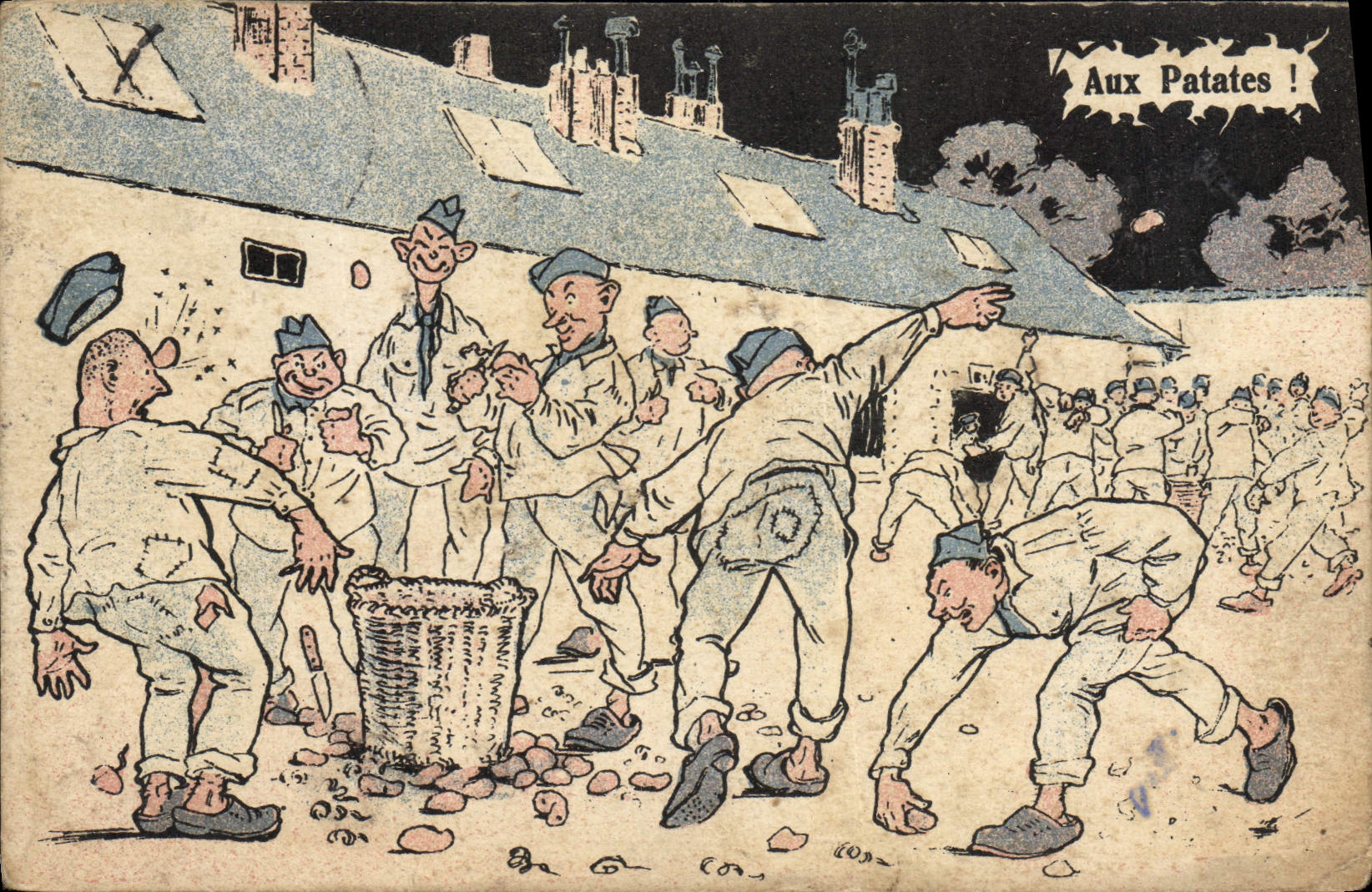 CPA Fantaisie Militaria Aux patates