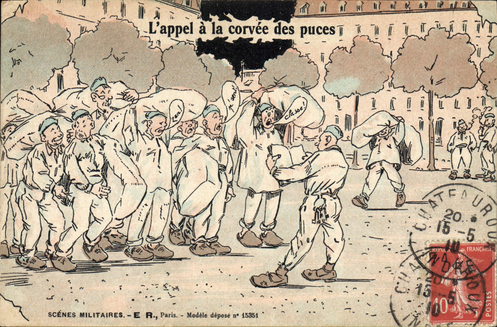 VINTAGE POSTCARD Militaria Fantasy the call to the drudgery of chips