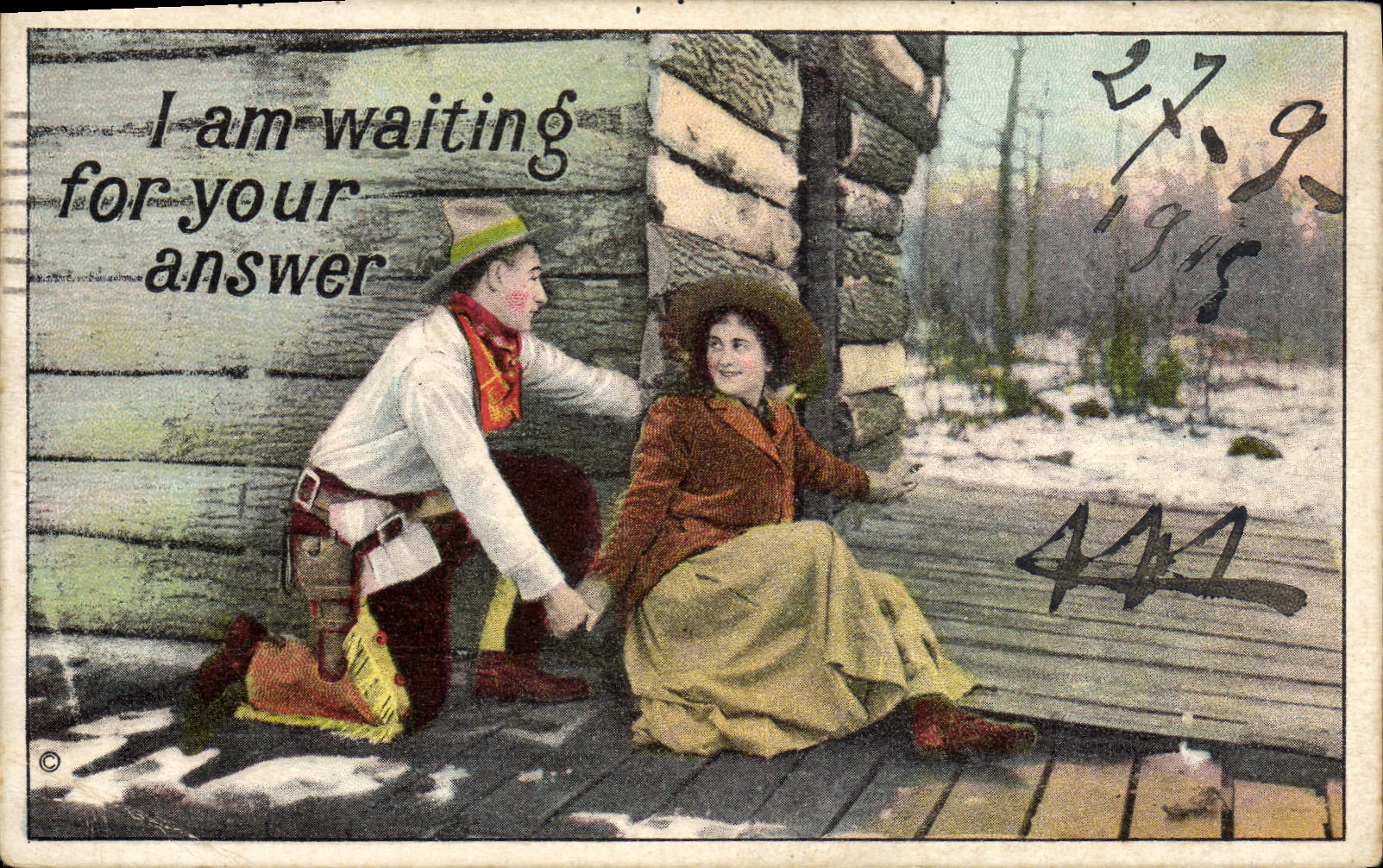VINTAGE POSTCARD Far West Cow Servant boy I amndt waiting for your answer