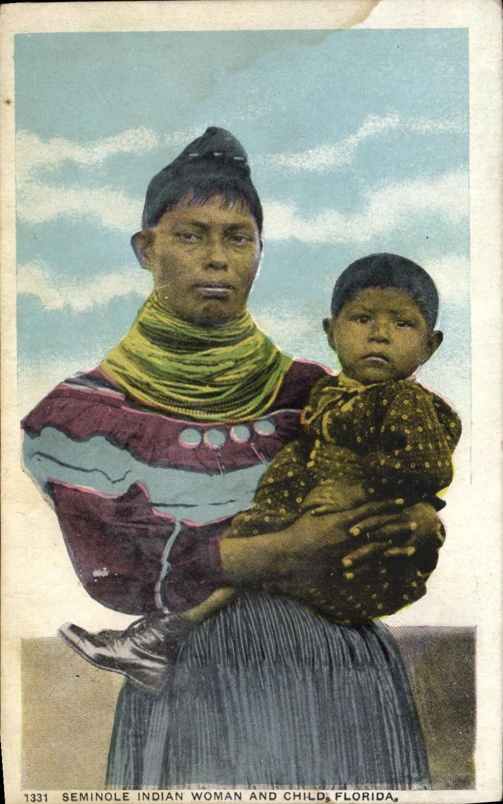 CPA Far West Cow Boy Seminole Indian woman and Child Florida
