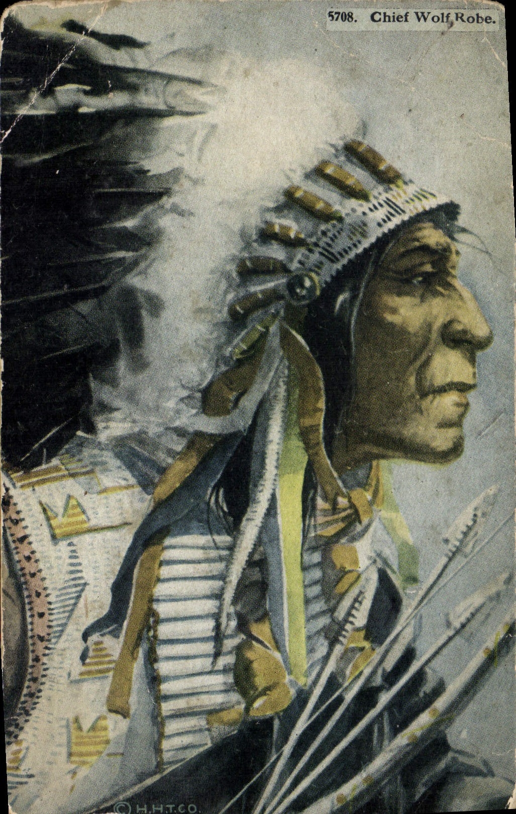 CPA Far West Cow Boy Chief Wold Robe Indiens