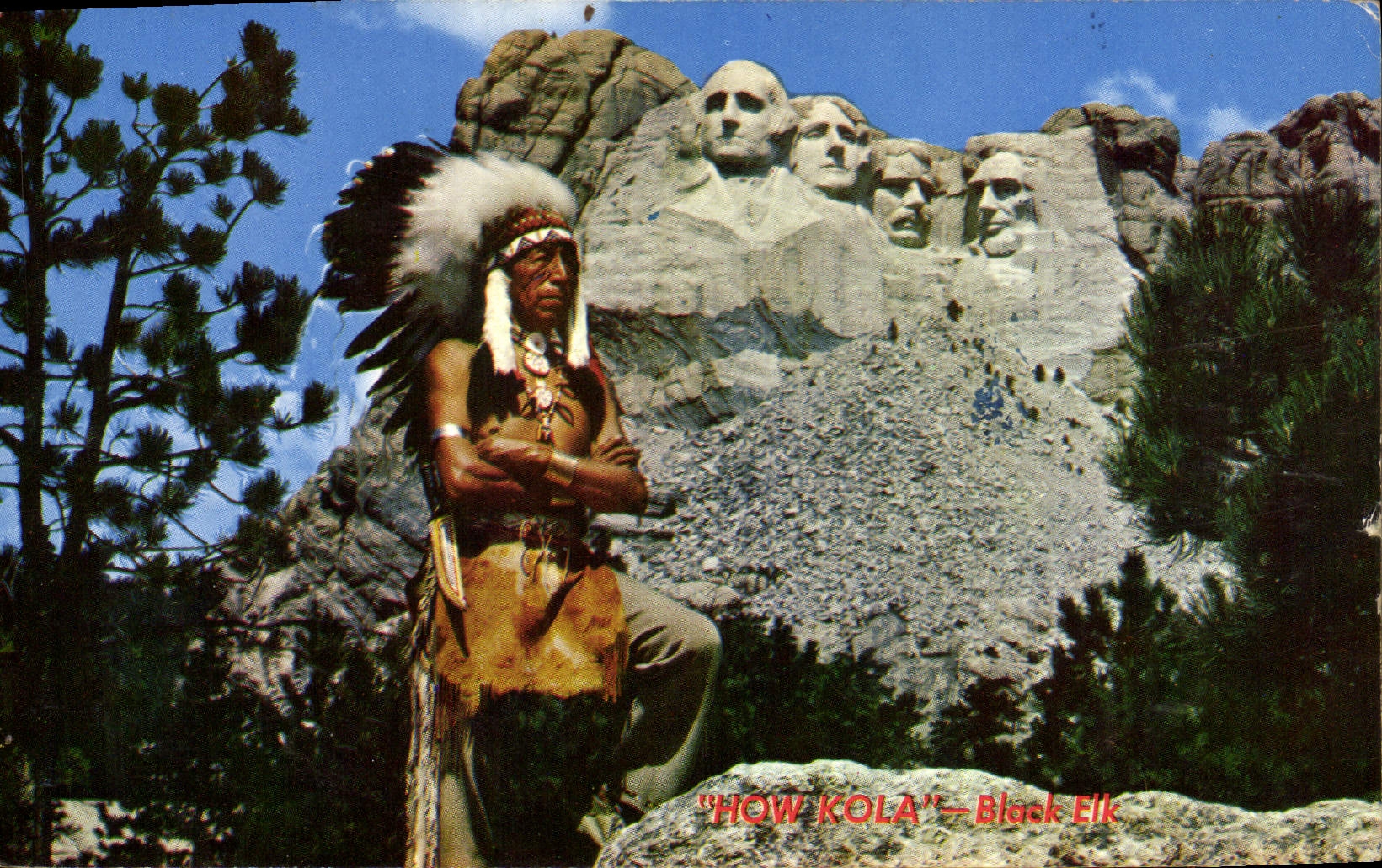 CPM Far West Cow Boy Mt Rushmore and Black Elk a Siox warrior Indiens