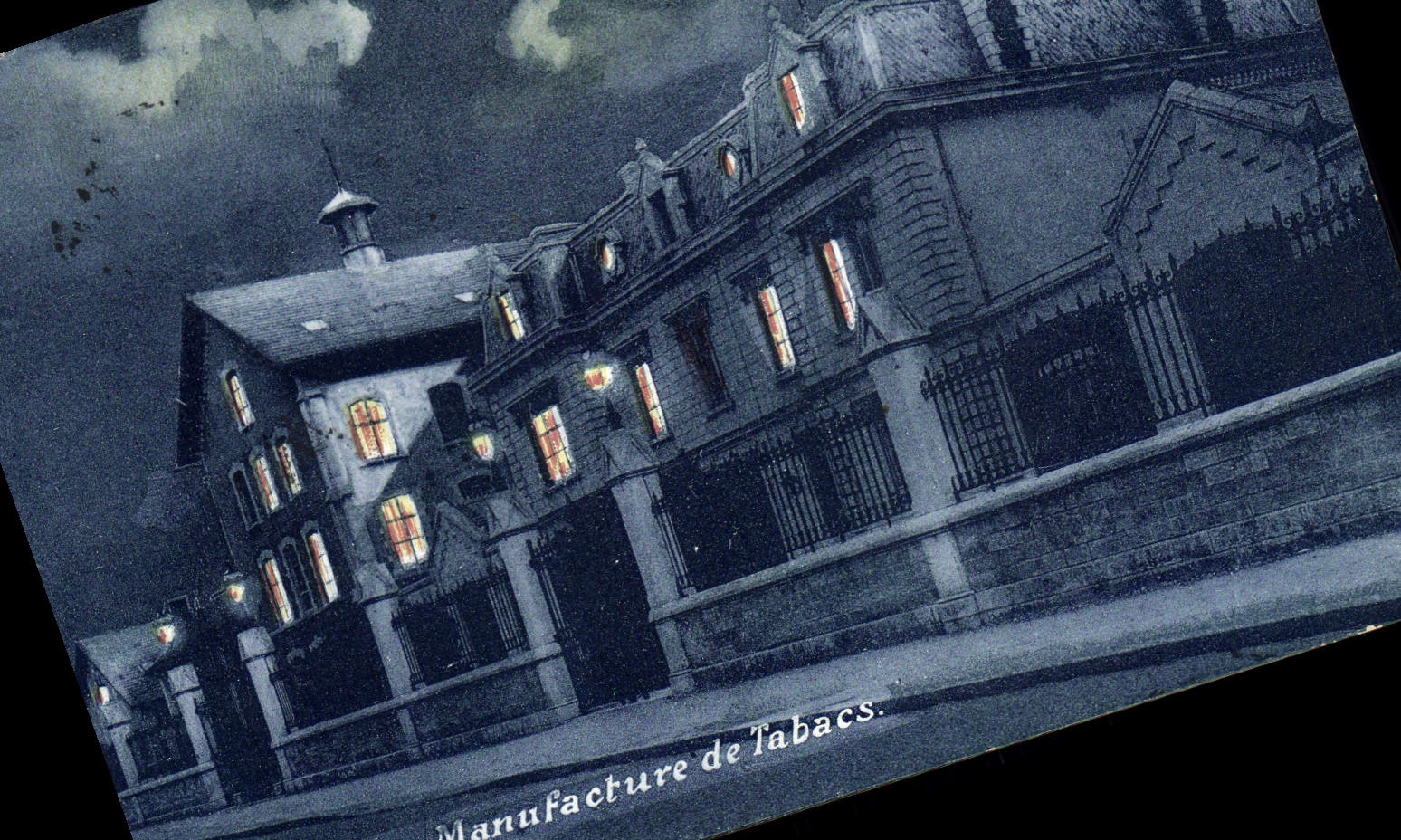 VINTAGE POSTCARD Dijon Tobacco the night Tobacco factory