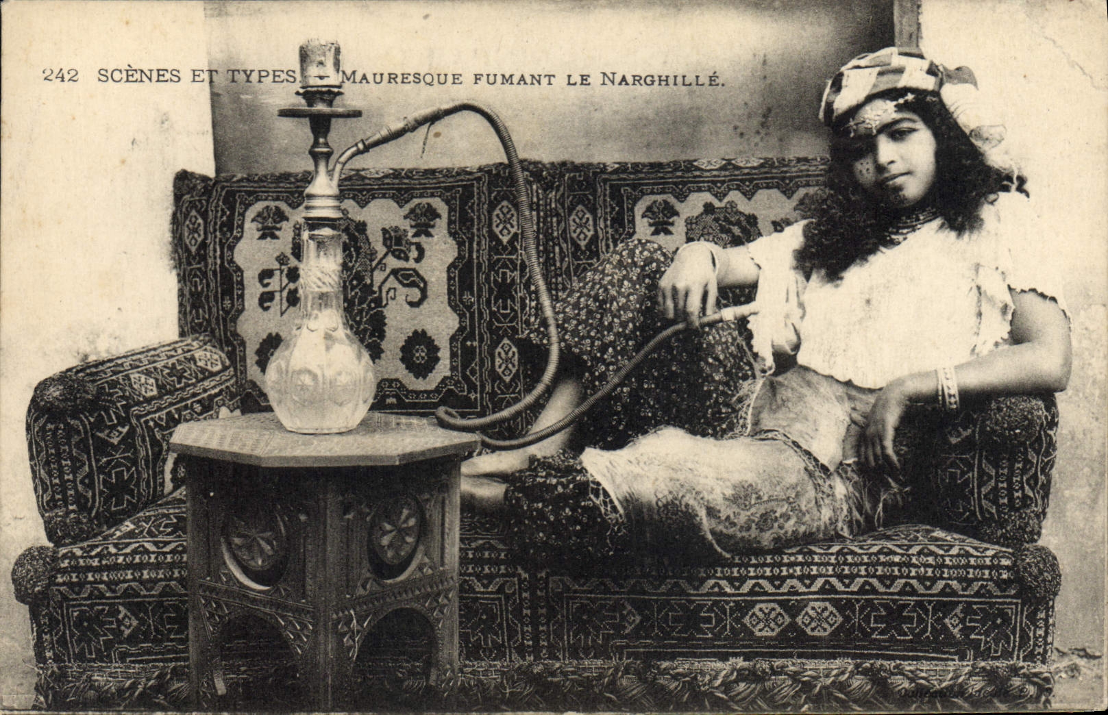VINTAGE POSTCARD Moorish Tobacco smoking the Narghile