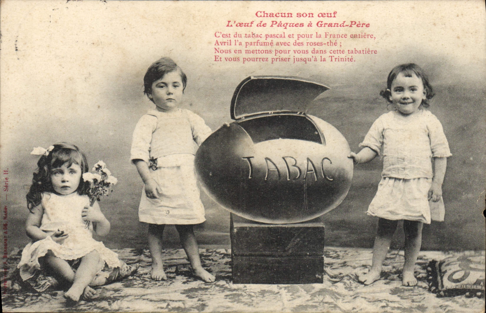 CPA Tabac Enfants oeuf Paques